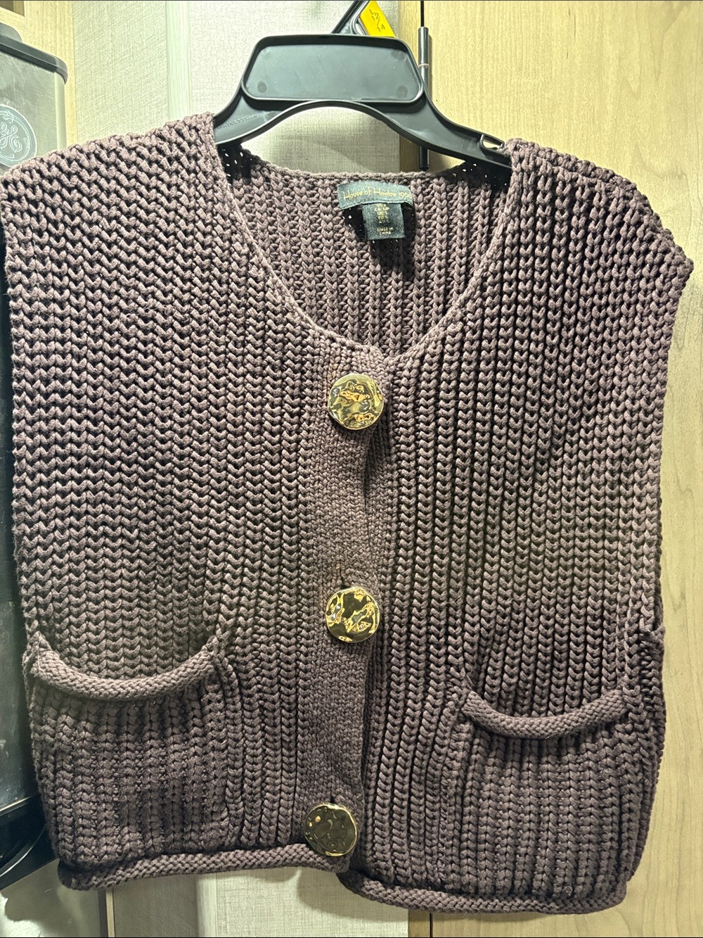 House of Harlow 1960 Brown Chunky Knit Button-Front Vest